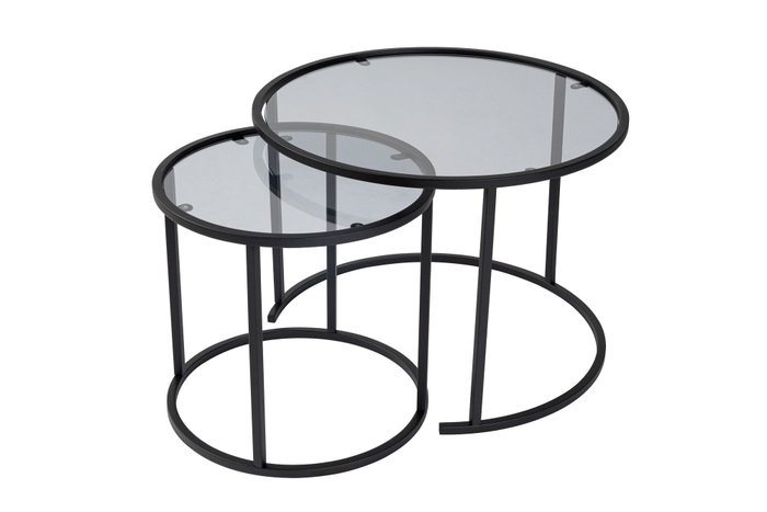 Hanah Home Juego de Mesas de Café Negro con Vidrio Templado